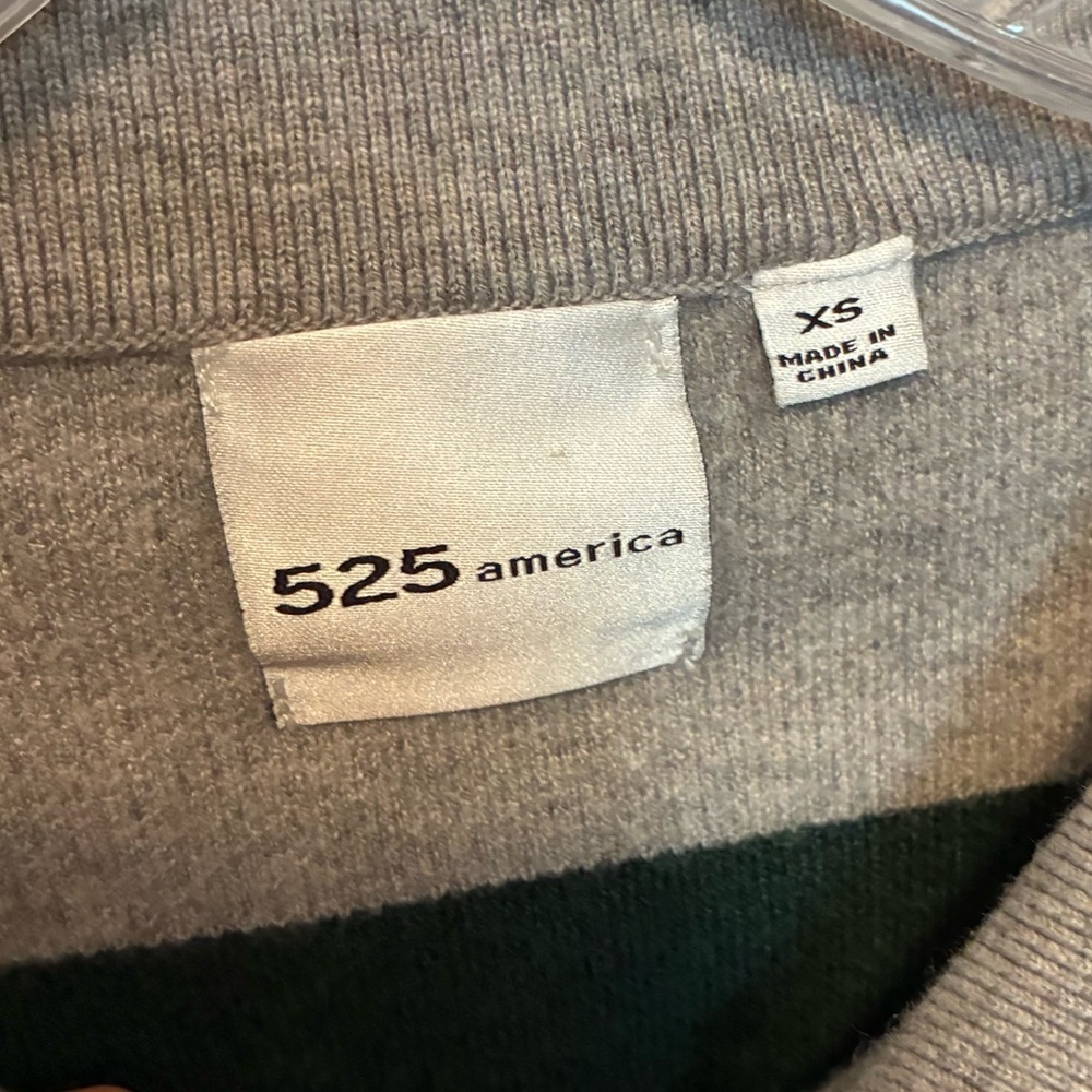525 AMERICA Green & Grey Rugby Striped Double Collar Polo Top | size XS - Picture 7 of 11